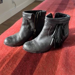 San Edelman Black Fringe Booties - 8.5